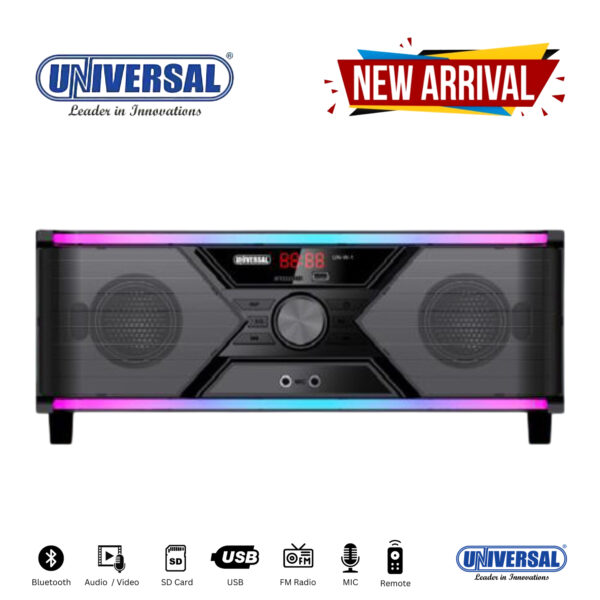 Universal Multimedia Speaker (UN-W-1) delivering high-quality sound for various devices, perfect for music, movies, and gaming.