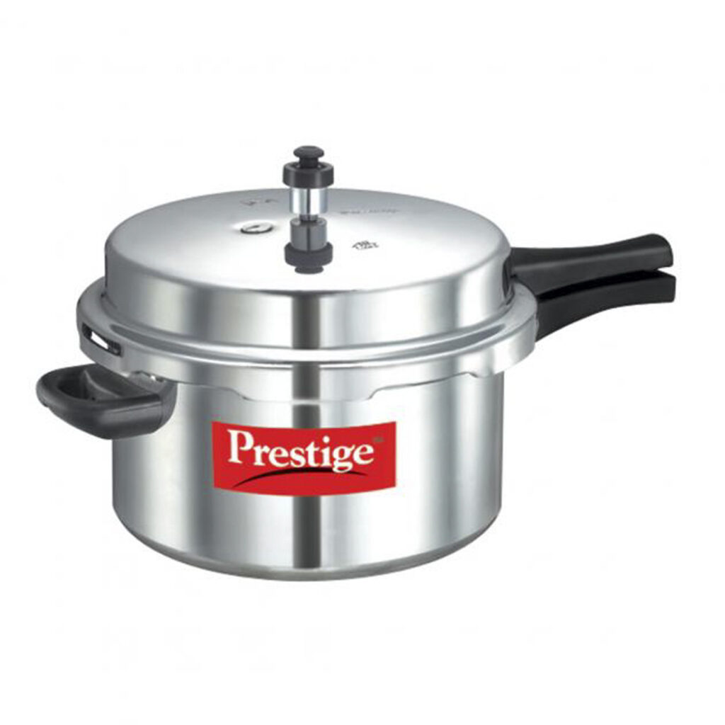 Prestige 7.5L pressure cooker with large capacity, durable construction, and safety features for efficient cooking.